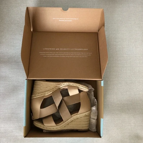 LifeStride Womens Thrive Strappy Espadrille Wedge Sandal, Taupe, 8 US - Picture 12 of 14